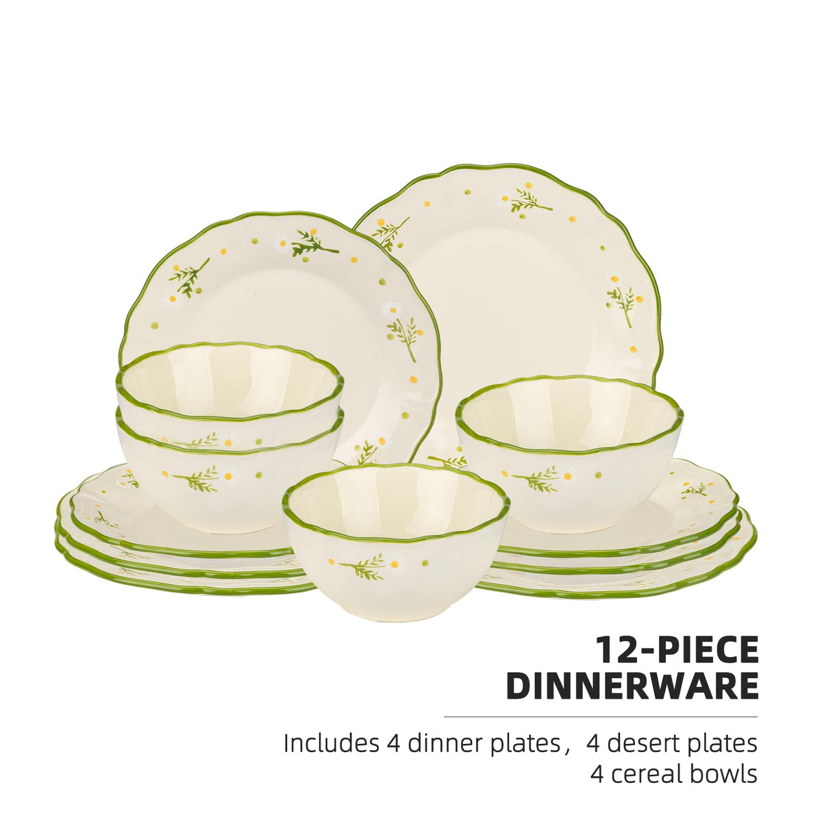 12-Piece Hand-painted Ceramic Dinnerware Set R255500