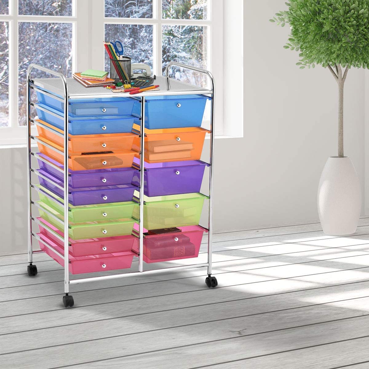 15 Drawer Rolling Storage Cart with Wheels N108