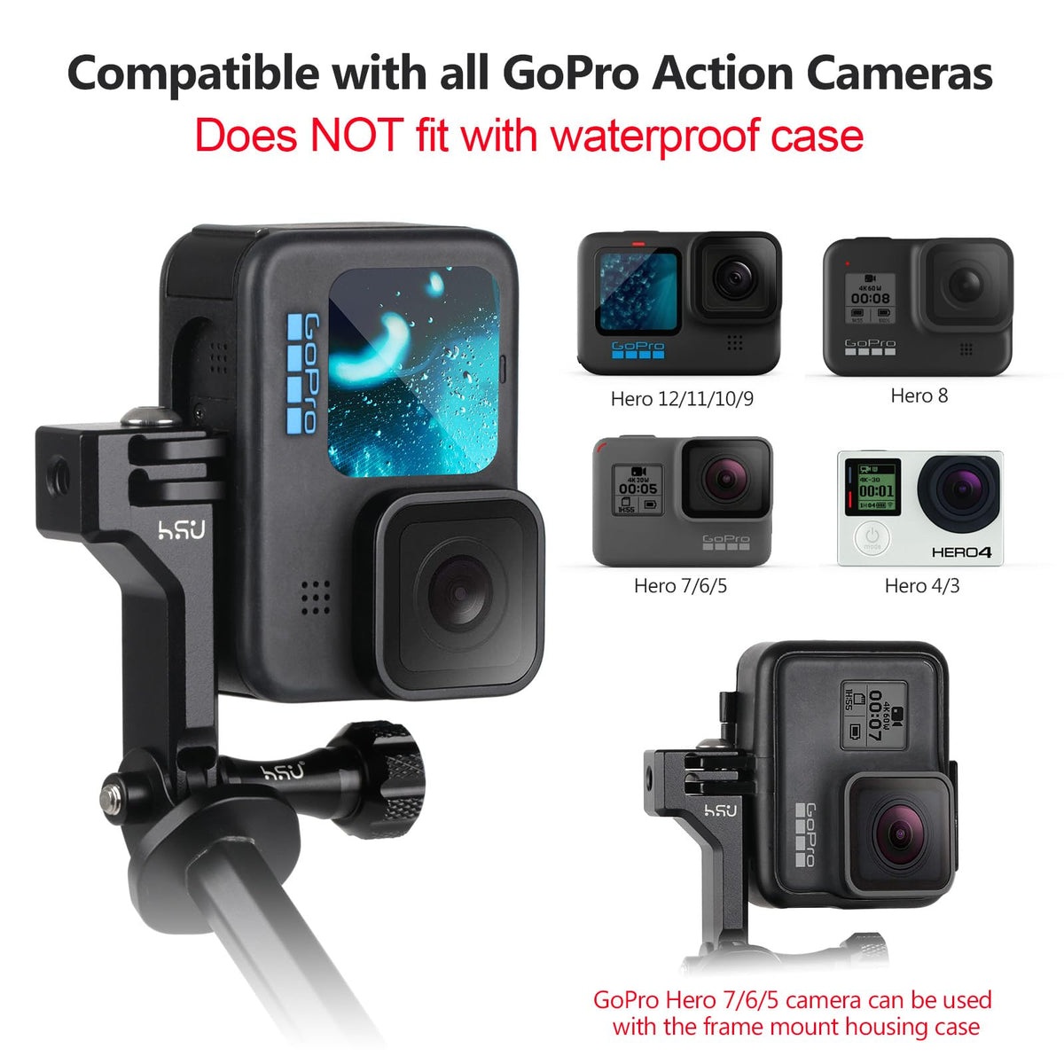 Aluminum Vertical Bracket Adapter with 1/4"- 20 Hole for Action Cameras X556378