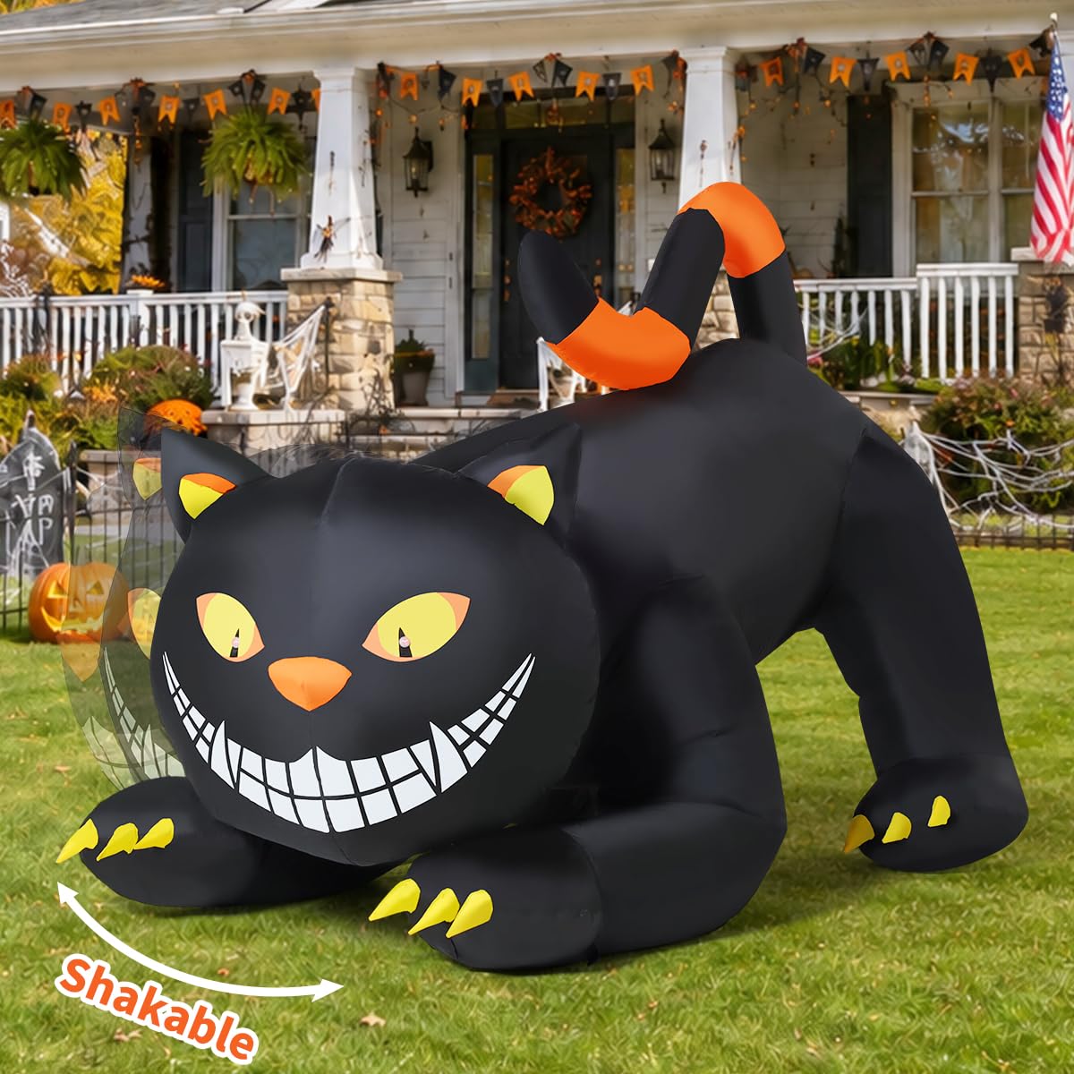 6 FT Halloween Inflatable Black Cat with LED Lights L375009