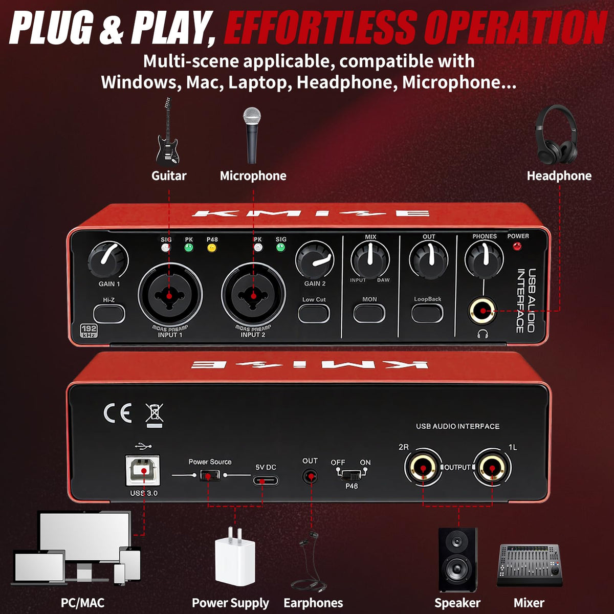 USB Audio Interface with 48V Phantom Power L5175