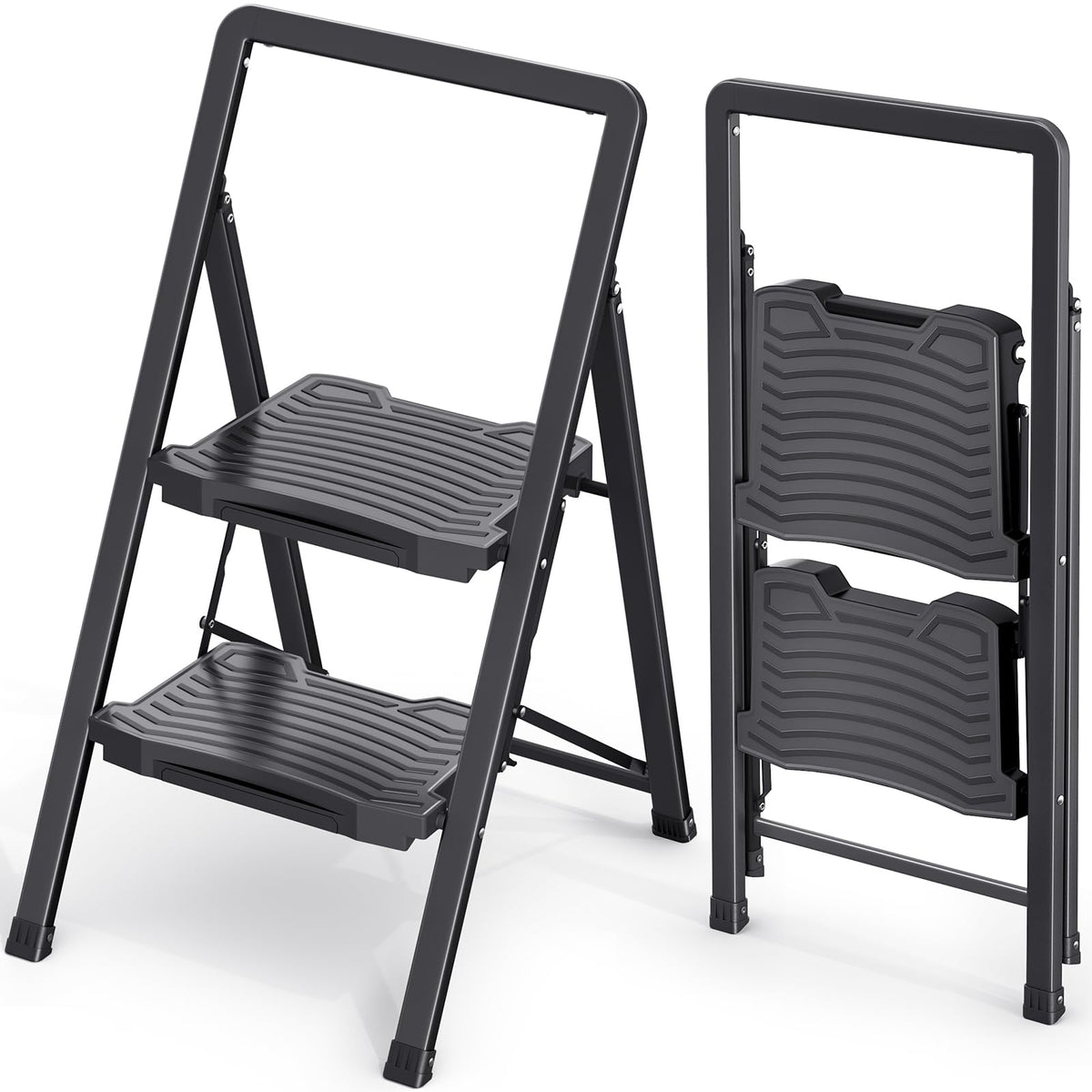 2 Folding Steel Step Ladder with Handrail G942060