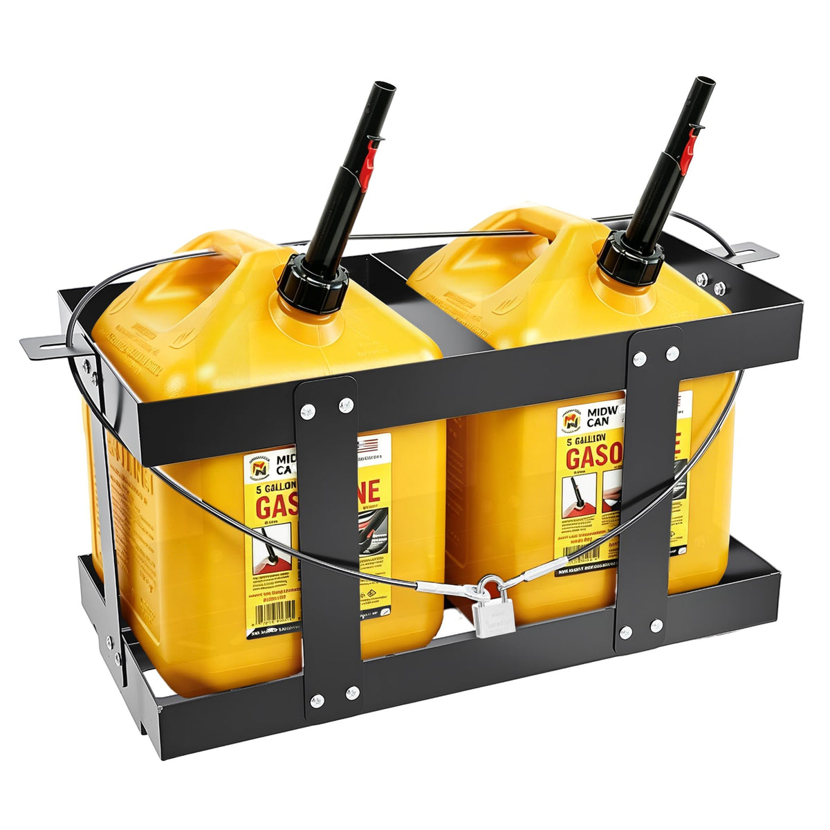 Heavy-Duty Fuel Jug Holder for Two 5 Gallon Gas Cans S417