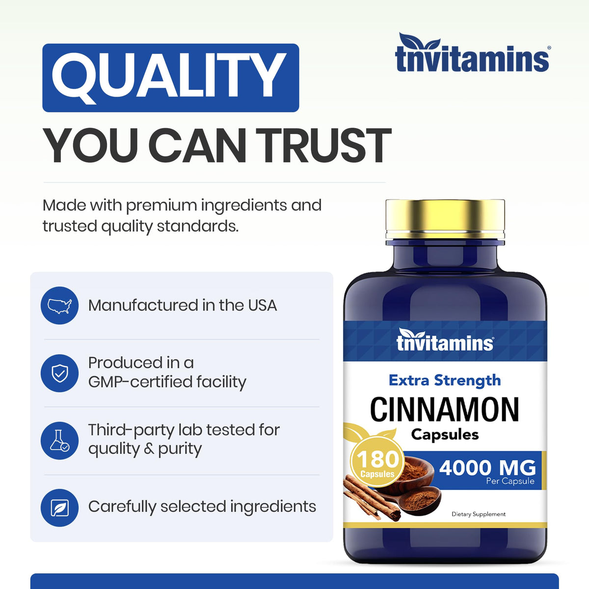 Cinnamon Capsules 4,000 mg Equivalent 180 Capsules C610