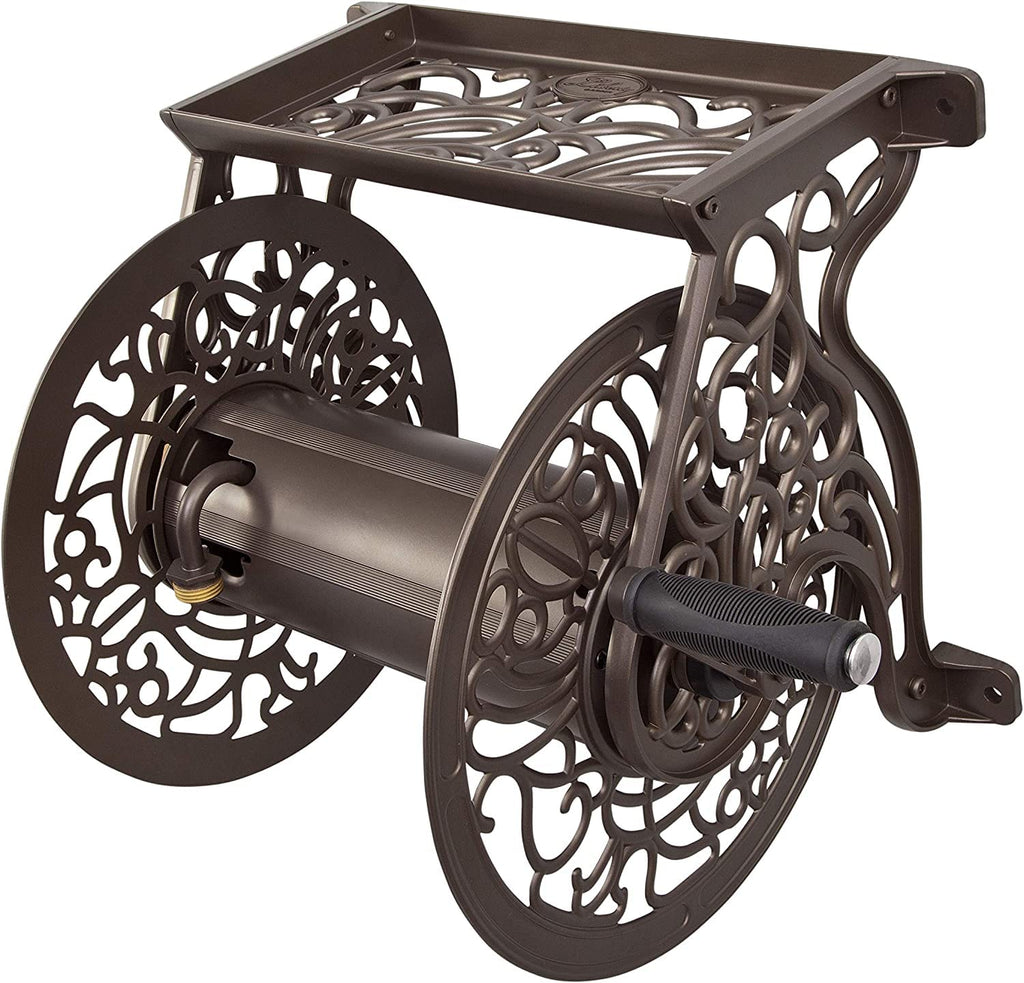 Cast Aluminum Wall Mount Hose Reel, Holds 125-Feet of 5/8-Inch Hose - Bronze E248