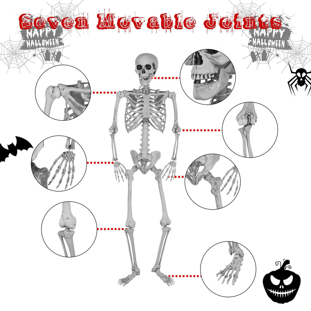 5.4 Ft Lighted Life Size Plastic Skeleton with Movable Joint V42884