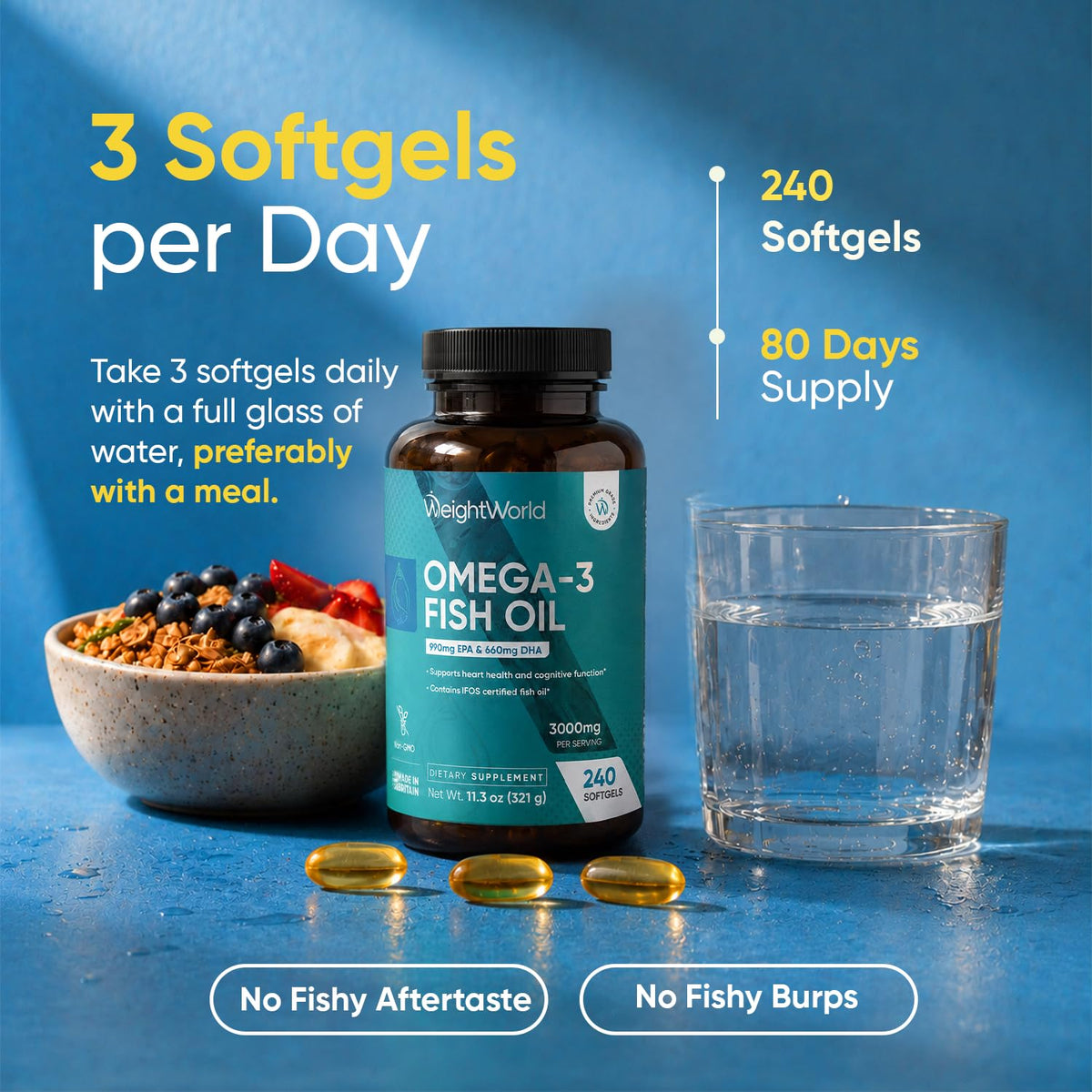 Omega 3 Fish Oil 3000mg 240 Softgels G8248
