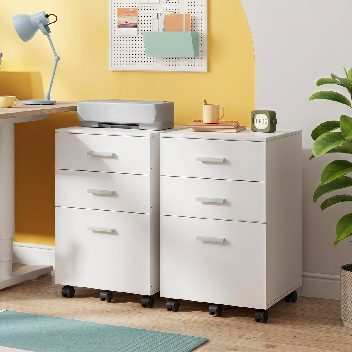 3 Drawer White Wood File Cabinet W62759