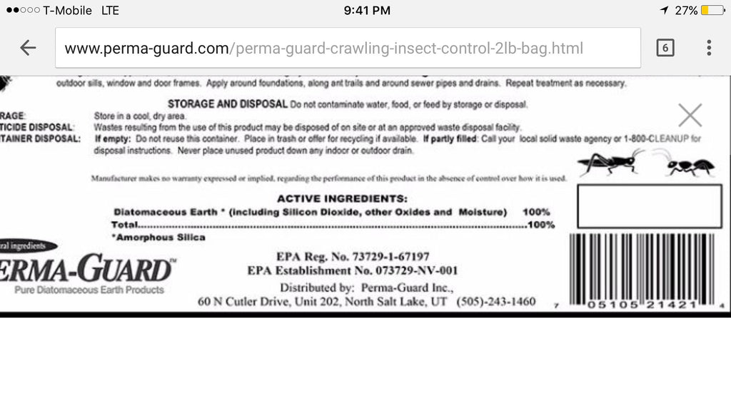 Diatomaceous Earth Powder 2 Pound Bag S3093