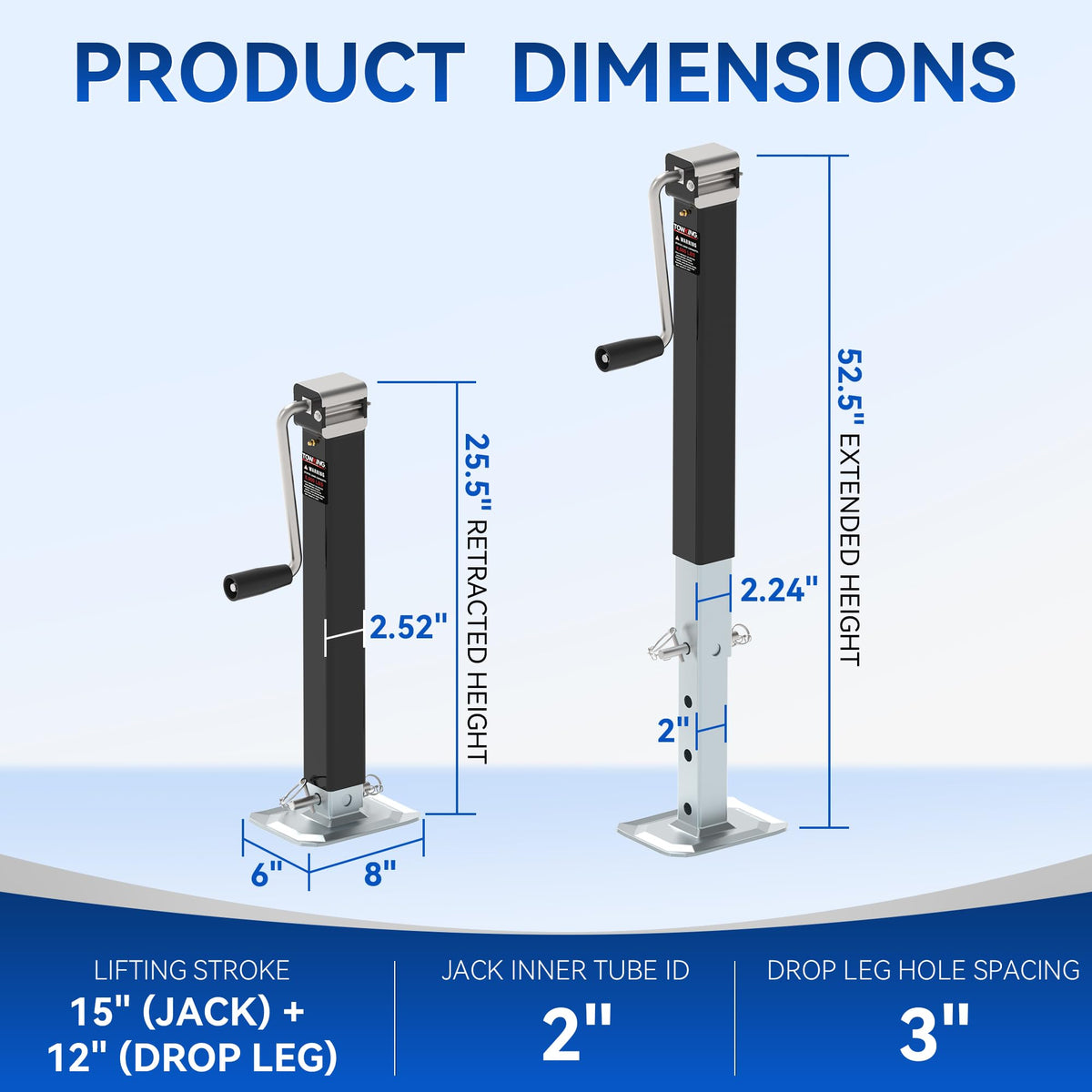 15" Lift Heavy Duty Weld On Trailer Jack O17492