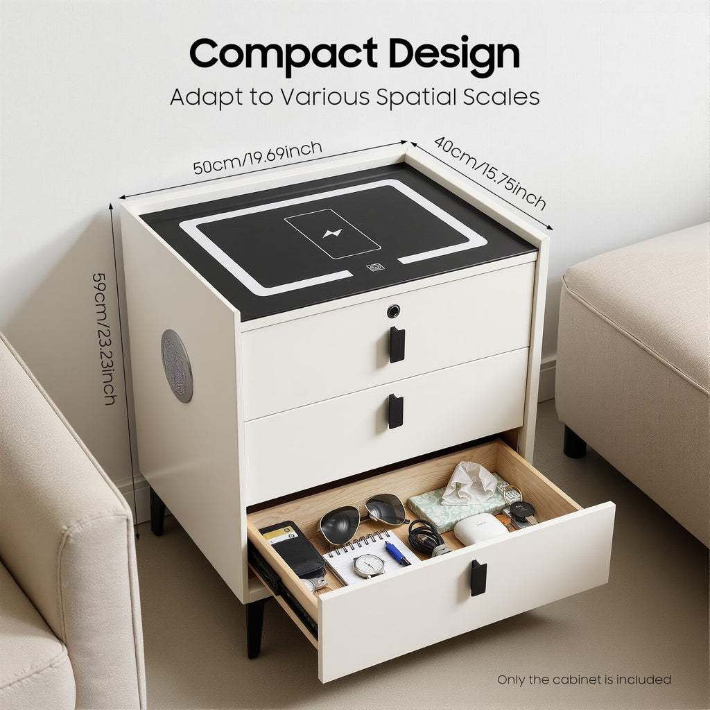 3 Drawer Smart Nightstand with Bluetooth Speaker USB Charging X8401