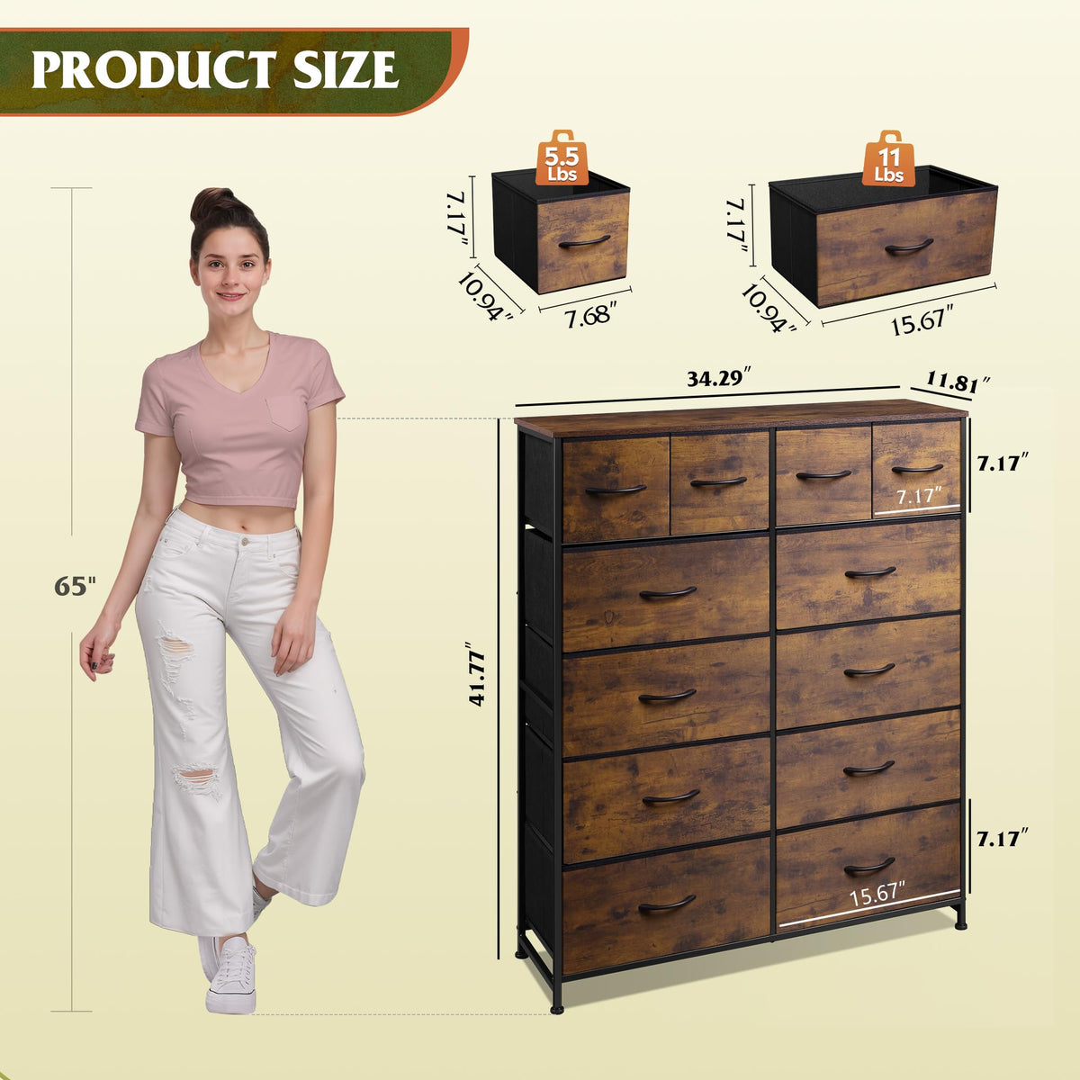 12 Drawer Fabric Dresser Storage Chest G93217
