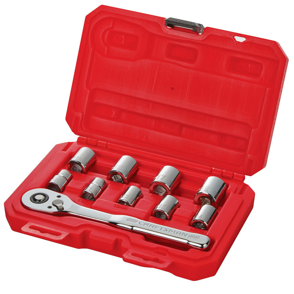 Mechanics Tool Set, Metric, 3/8 Inch Drive, 10 Piece L8398