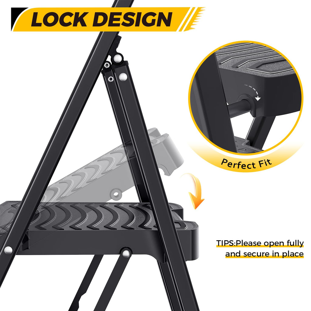 2 Folding Steel Step Ladder with Handrail G942060