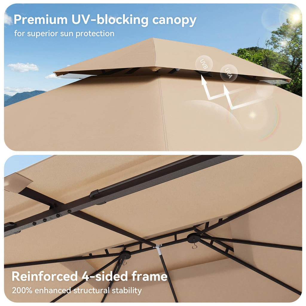 12'x10' Beige Metal Gazebo U324