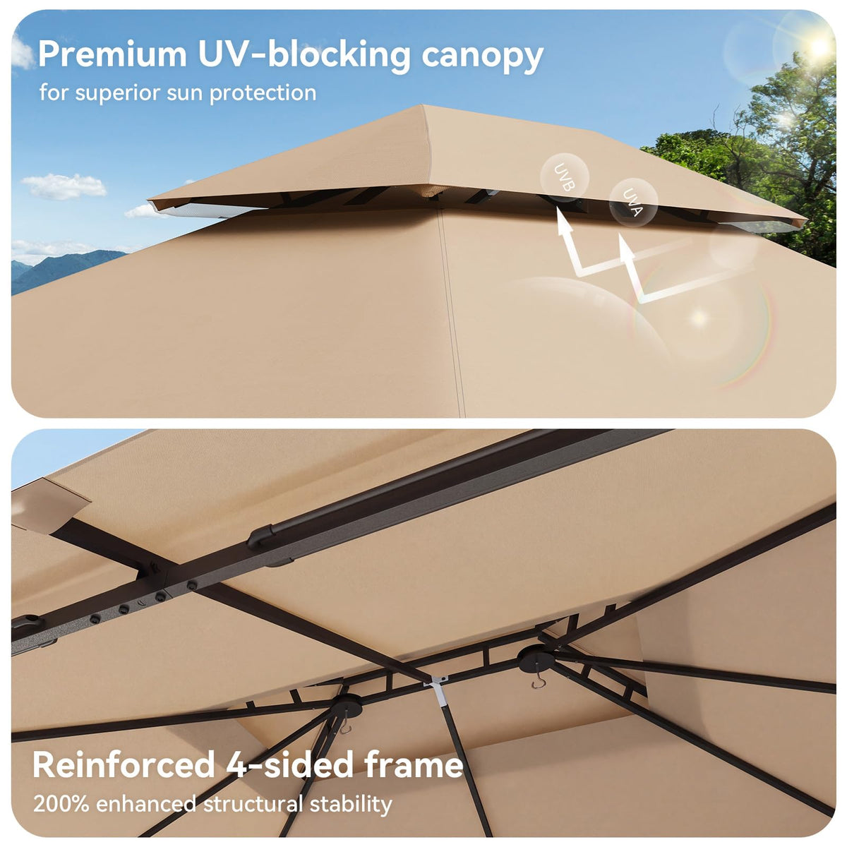 12'x10' Beige Metal Gazebo U324
