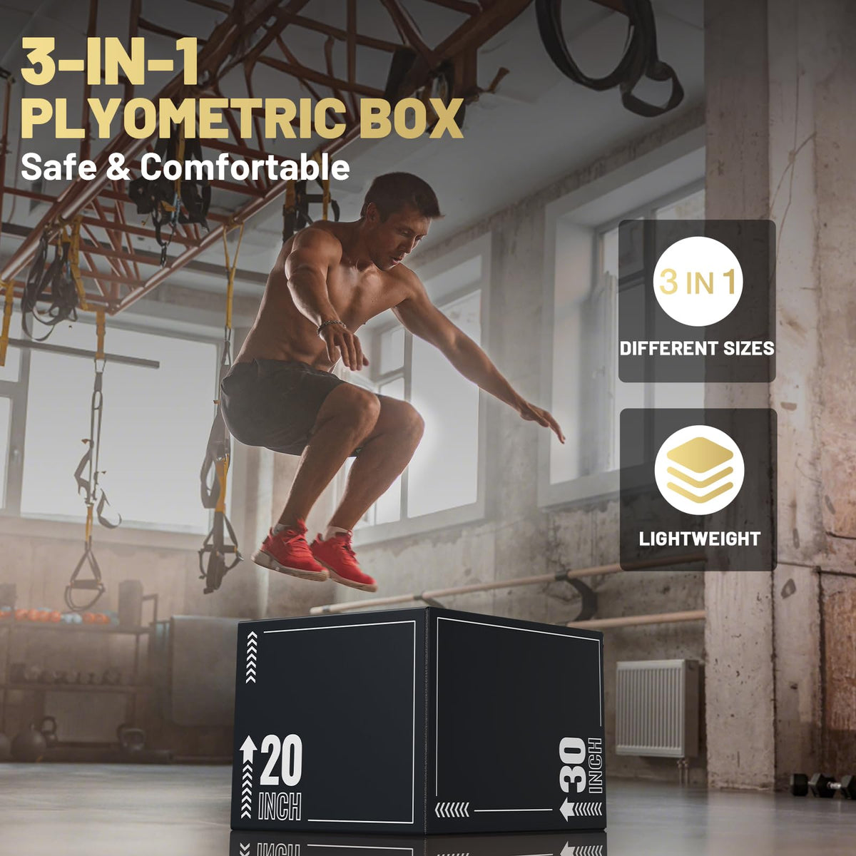 3-in-1 Plyometric Jump Box with Anti Slip Surface R280
