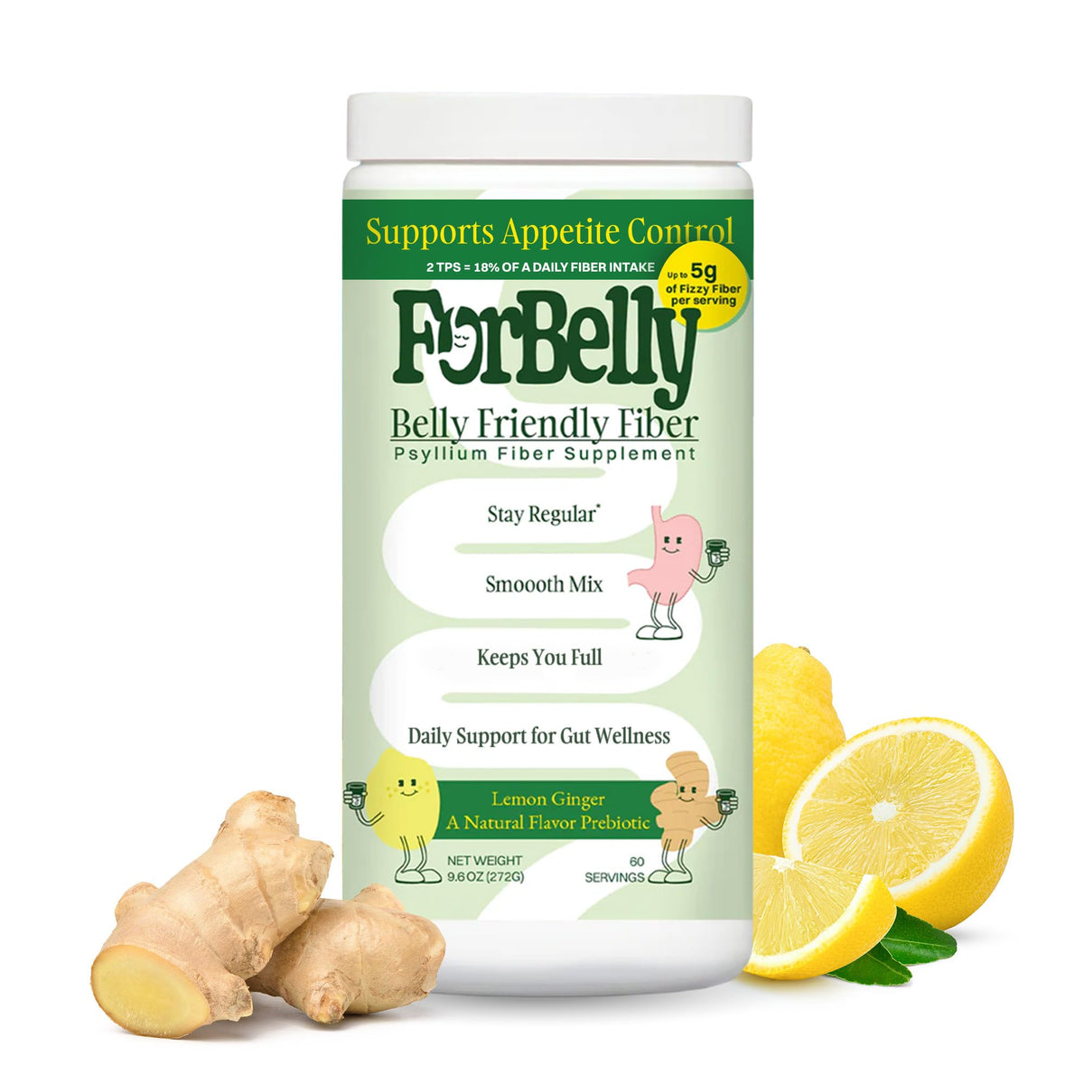 Lemon Ginger Psyllium Husk Fiber Powder Drink Mix U431