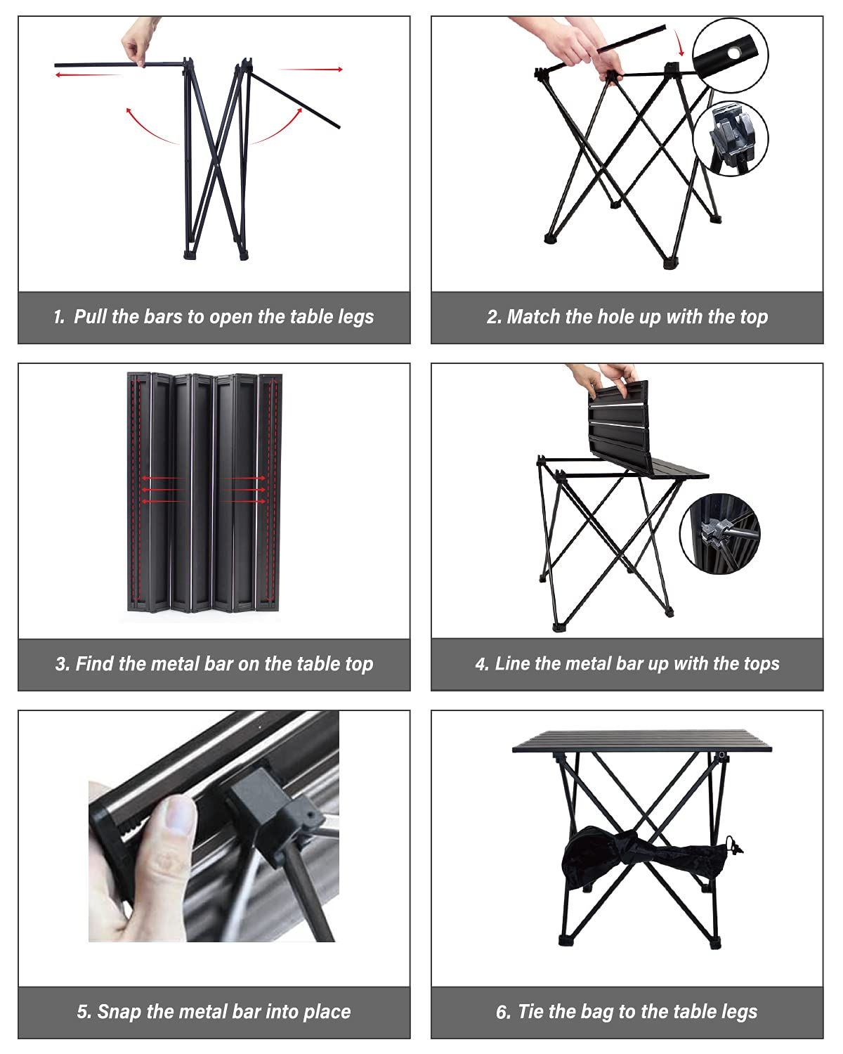 Camping Table Folding Portable Aluminum Lightweight Carry Bag R494