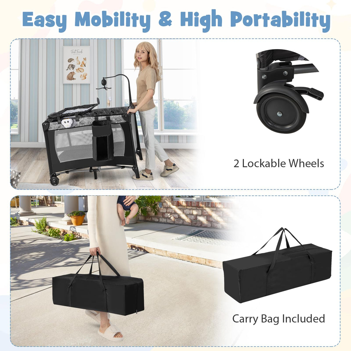 4 in 1 Portable Baby Playard with Bassinet and Changing Table R677032