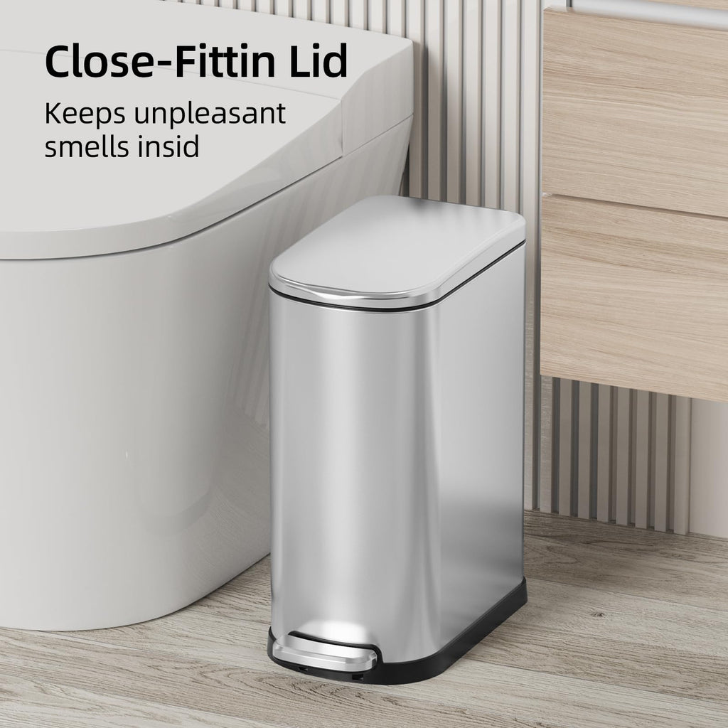 2.6 Gallon Stainless Steel Step Trash Can with Lid F2169