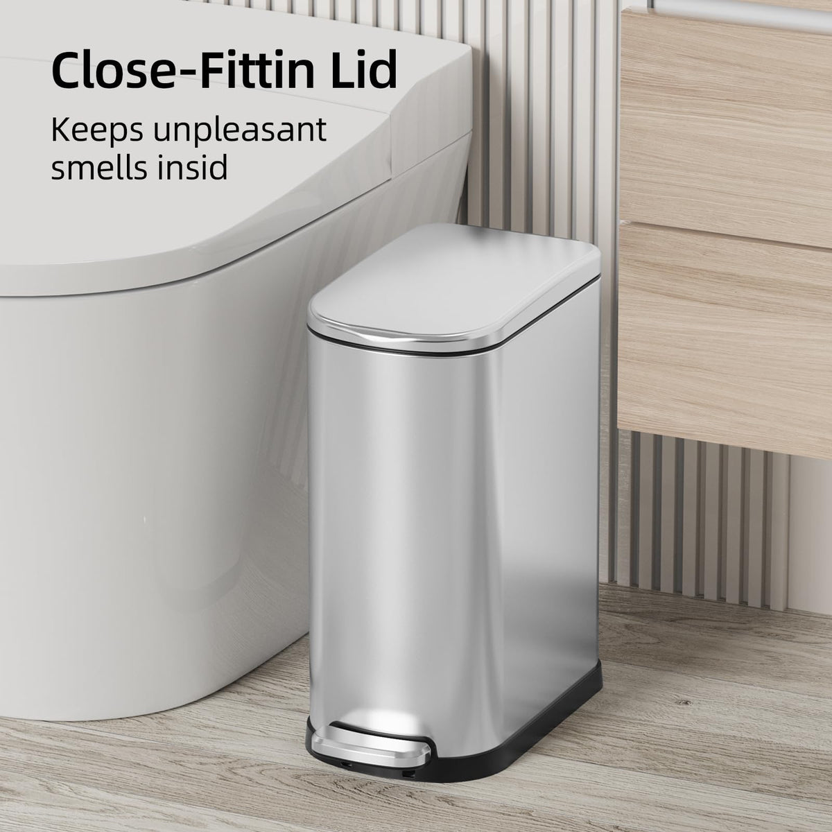 2.6 Gallon Stainless Steel Step Trash Can with Lid F2169
