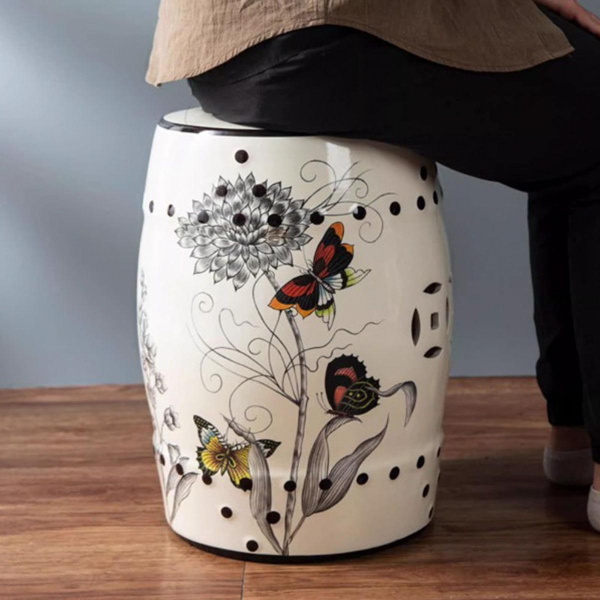 Glazed Ceramic Garden Stool P334