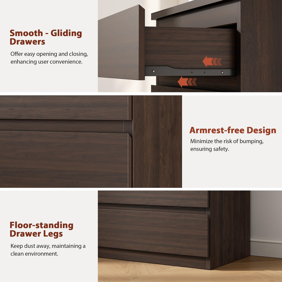 Brown 5 Drawer Wood Dresser R51417