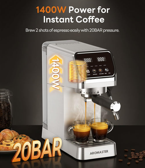 1400W Stainless Steel Espresso Machine with Milk Frother D462