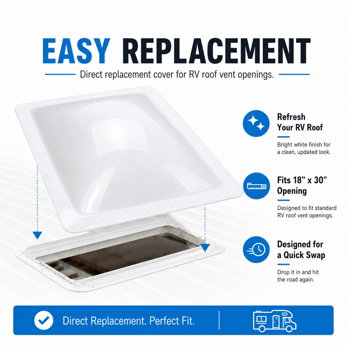 RV Skylight Replacement 22" x 34" Outer Dome Cover Y73665