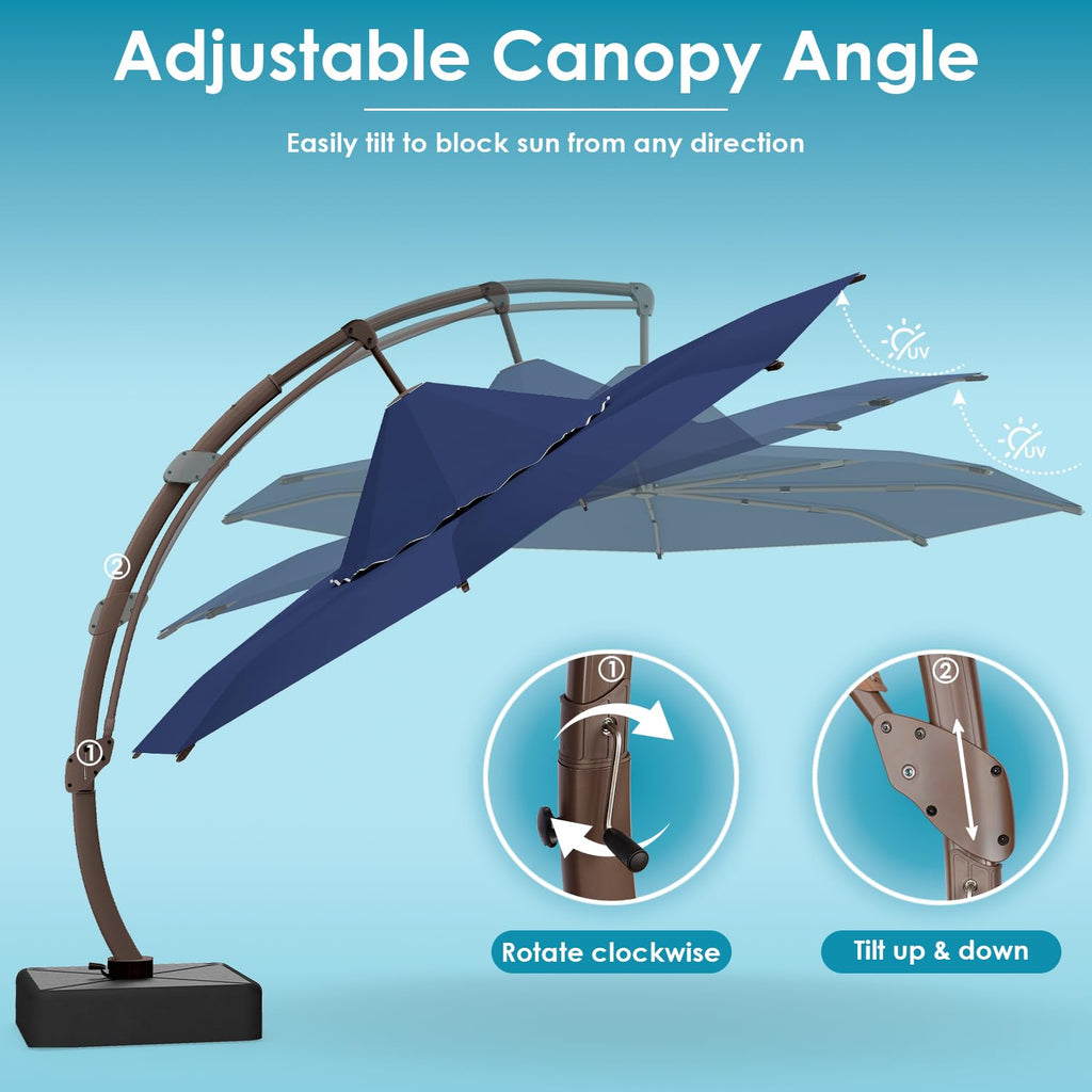 11-FT Patio Offset Cantilever Umbrella with Base R608143