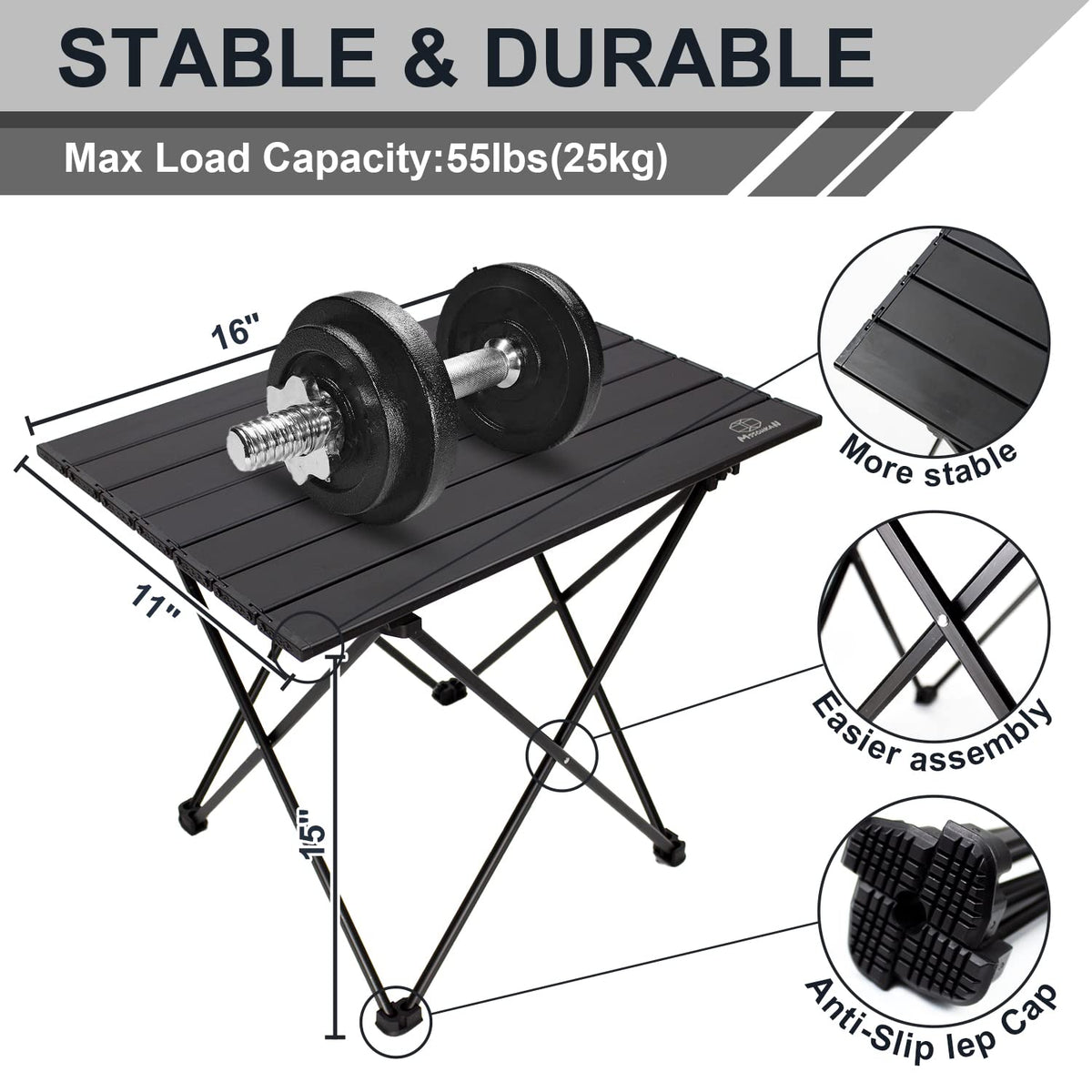 Camping Table Folding Portable Aluminum Lightweight Carry Bag R494