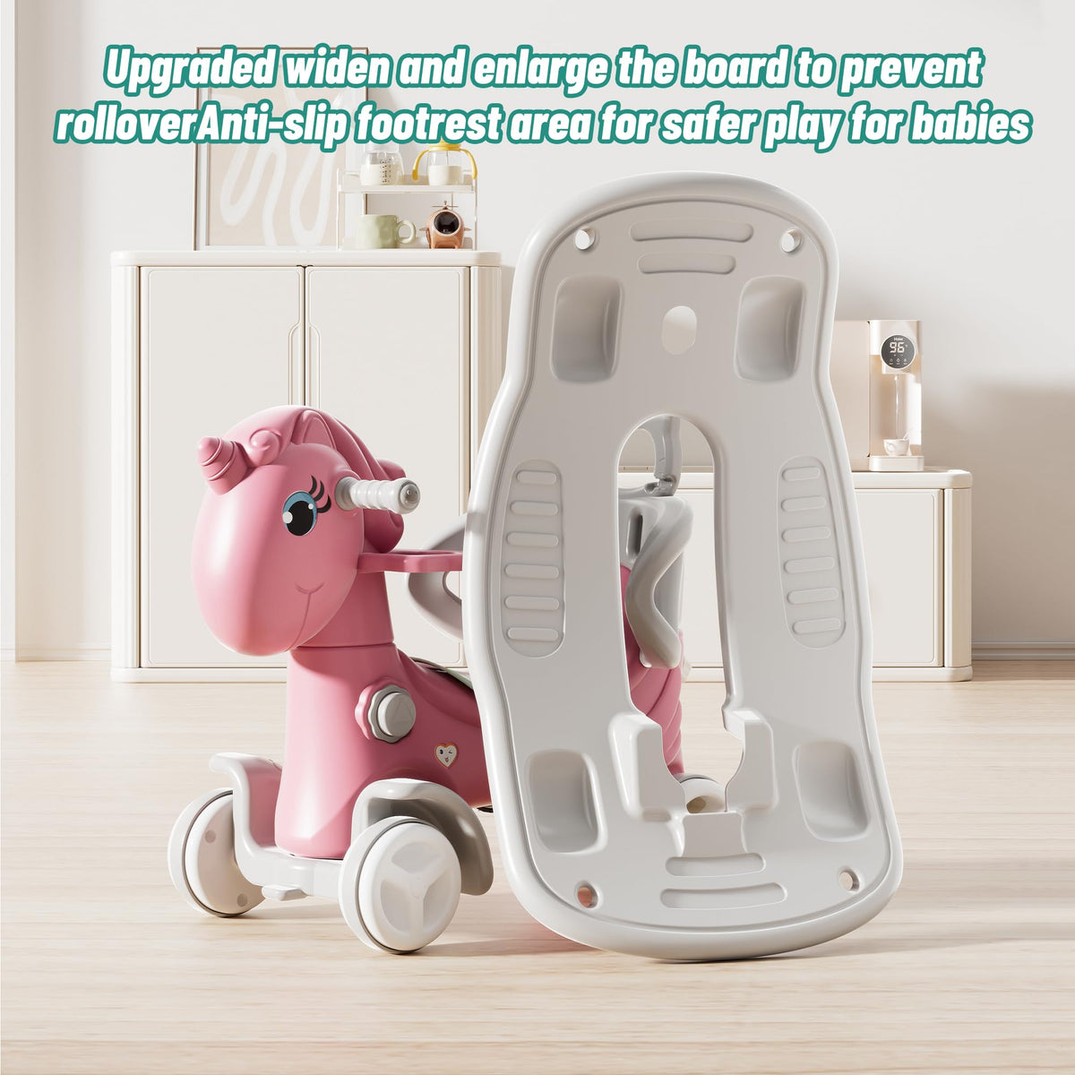 4 in 1 Rocking Horse with Push Handle and Balance Board U1529