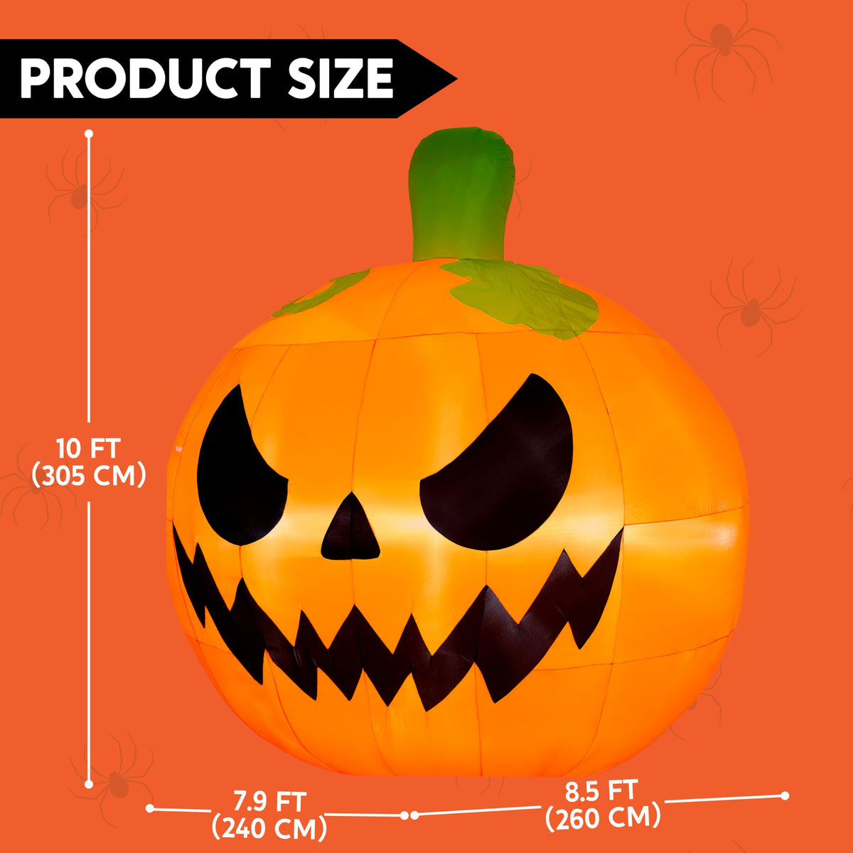 10FT Tall Inflatable Pumpkin with Built-in LED Lights D243