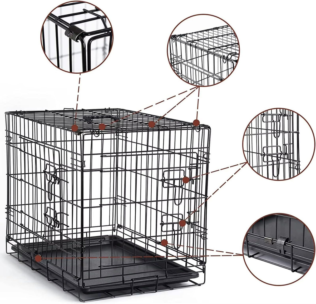 48 inch Portable Folding Dog Crate with Slide Out Tray S5951