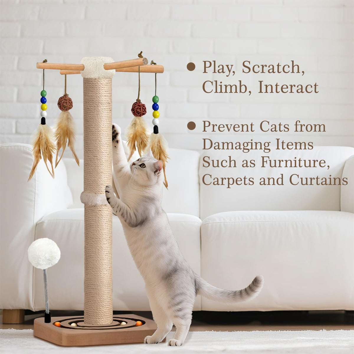 Sisal Cat Scratching Post with Toys B577
