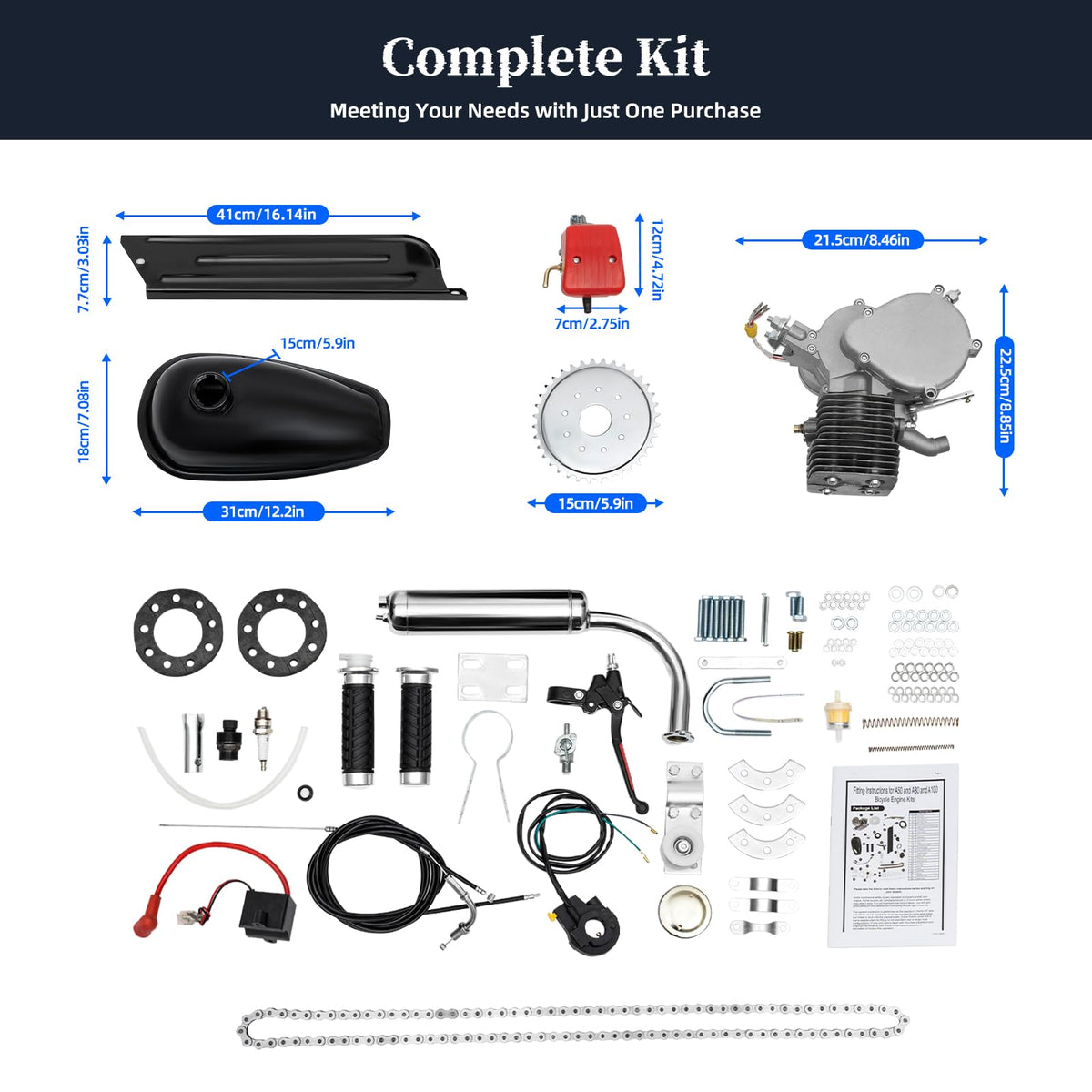 2 Stroke 100CC Bicycle Engine Kit with 36 Tooth Sprocket I1800