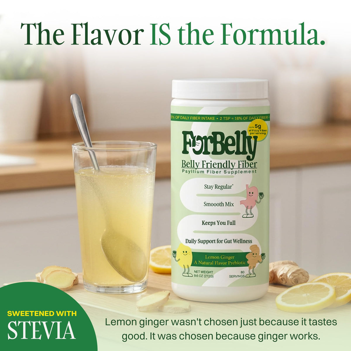 Lemon Ginger Psyllium Husk Fiber Powder Drink Mix U431