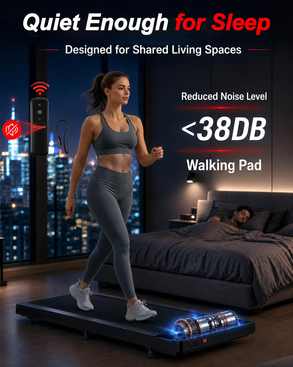 Under Desk Treadmill with 8% Incline F50050