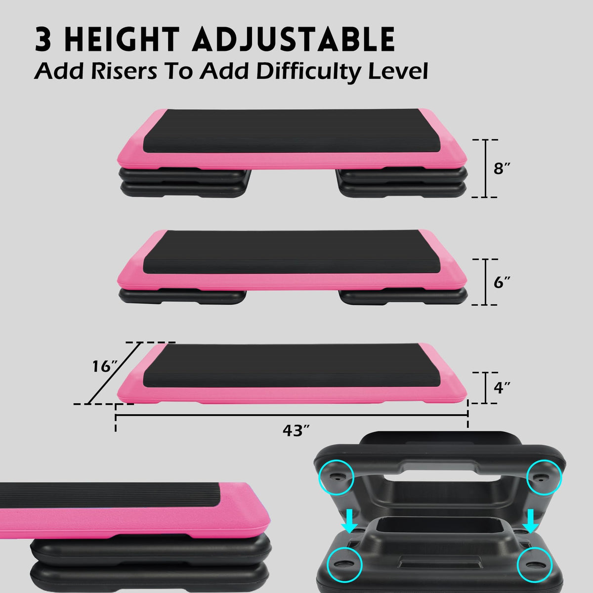 Adjustable Step Aerobic Platform with Risers F644183