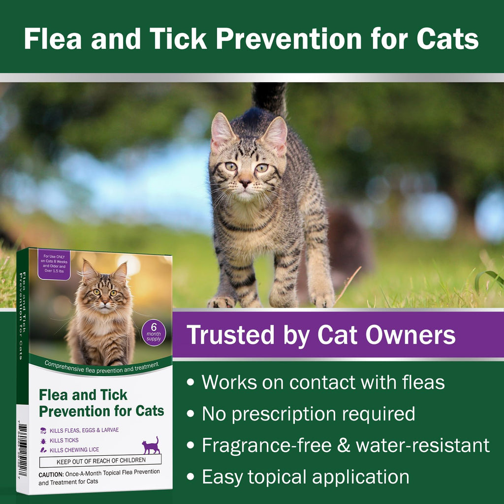 Cat Flea and Tick Prevention 6-Month Supply K7507