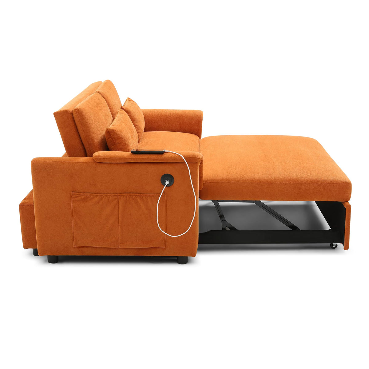 Orange Velvet Sleeper Sofa Q31752