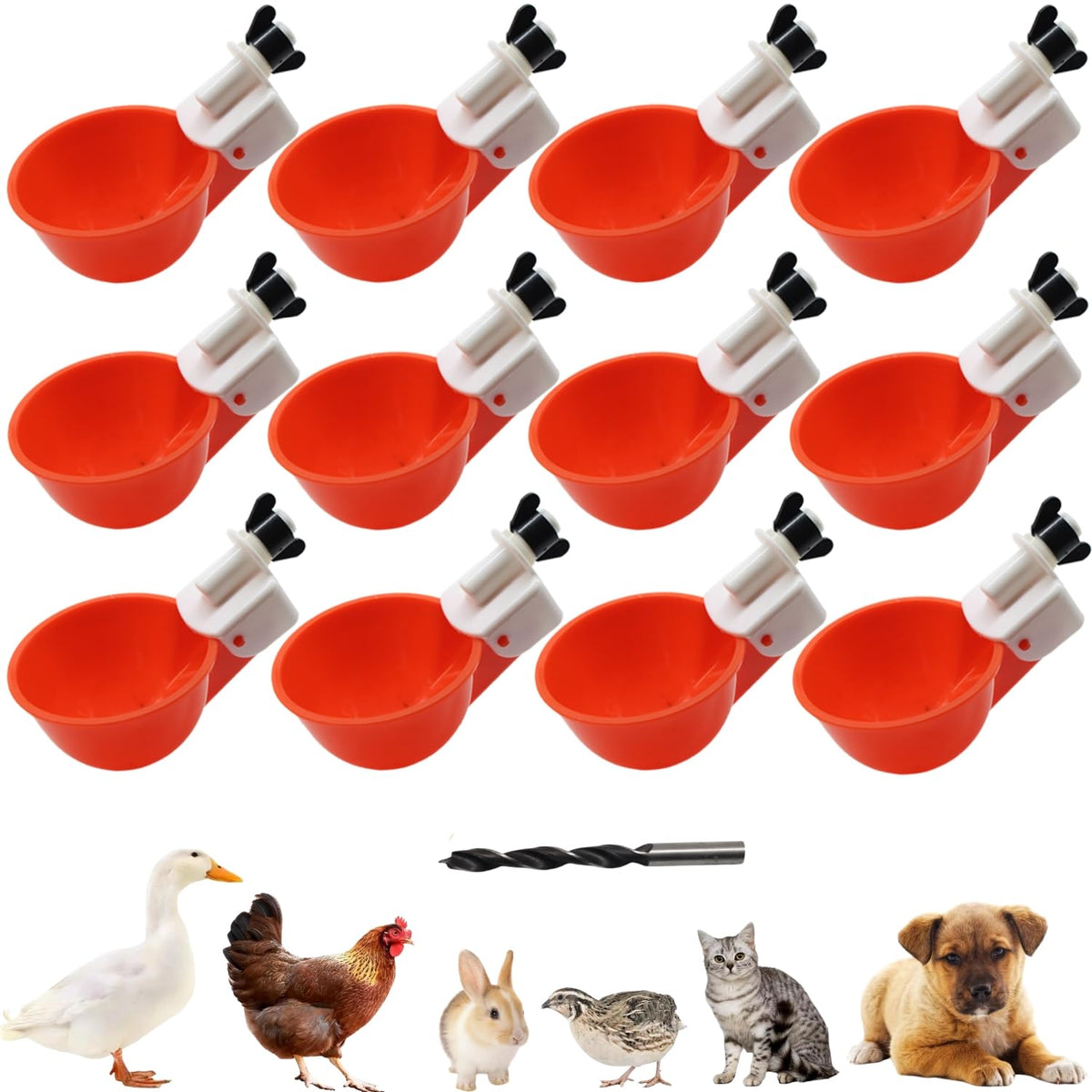12 Pack Poultry Waterer Cups with Drill Z3454