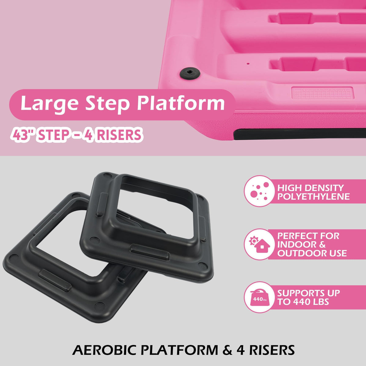 Adjustable Step Aerobic Platform with Risers F644183