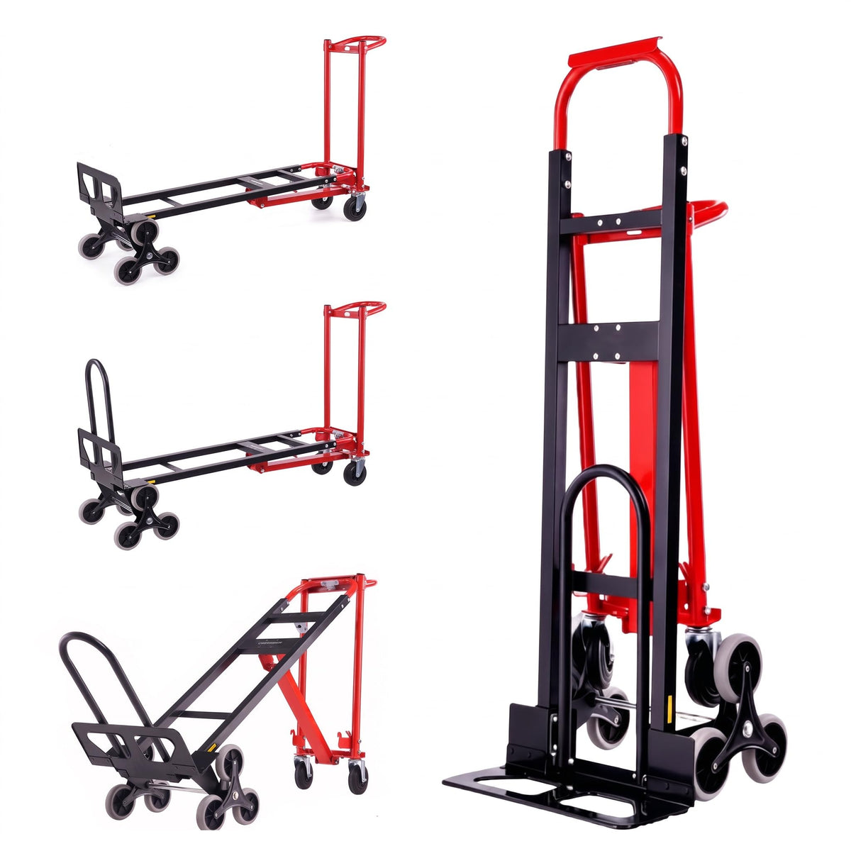 Heavy Duty 1000LBS Stair Climbing Convertible Hand Truck Cart with Solid Wheels H5832