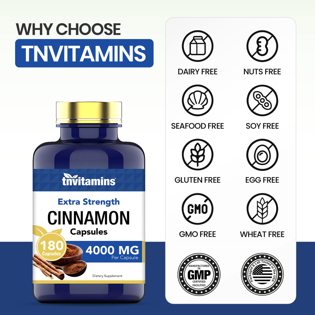 Cinnamon Capsules 4,000 mg Equivalent 180 Capsules C610