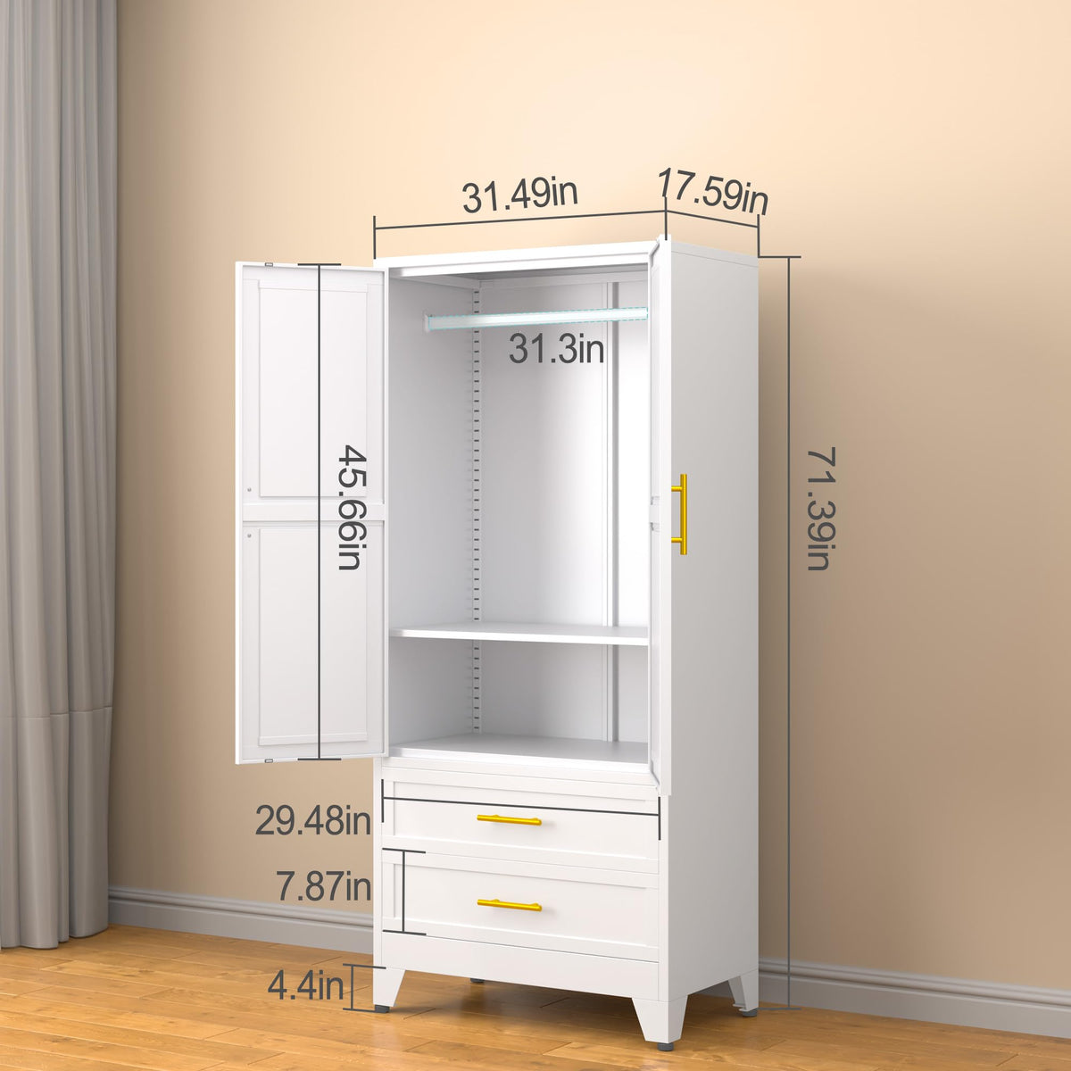 Metal Armoire Wardrobe Closet L9144