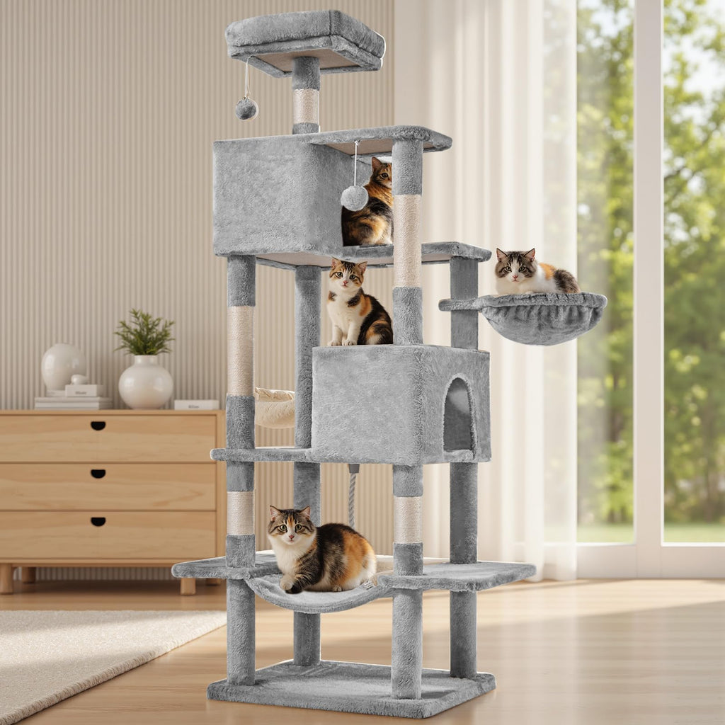 66 Inch Cat Tree Tower with Sisal Scratching Post Z32541