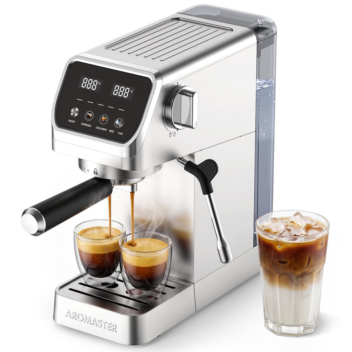 1400W Stainless Steel Espresso Machine with Milk Frother D462