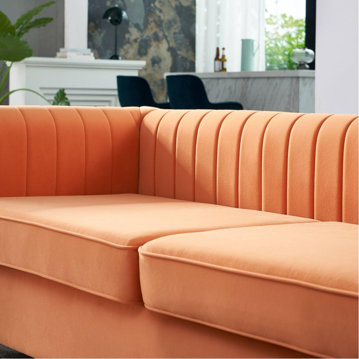 Orange Velvet Sofa Couch E8632